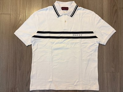 Gucci Print Cotton Polo Shirt white M