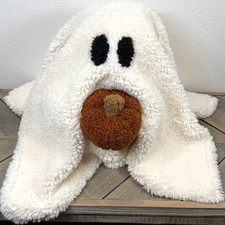 Pottery Barn Gus The Ghost With Pumpkin Shaped Pillow Plush Halloween 12" X 13"