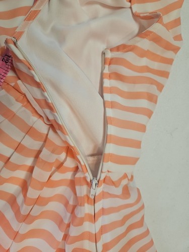 Ya Los Angeles Women's Dress Medium M Peach Striped Silk Lined - Picture 11 of 11