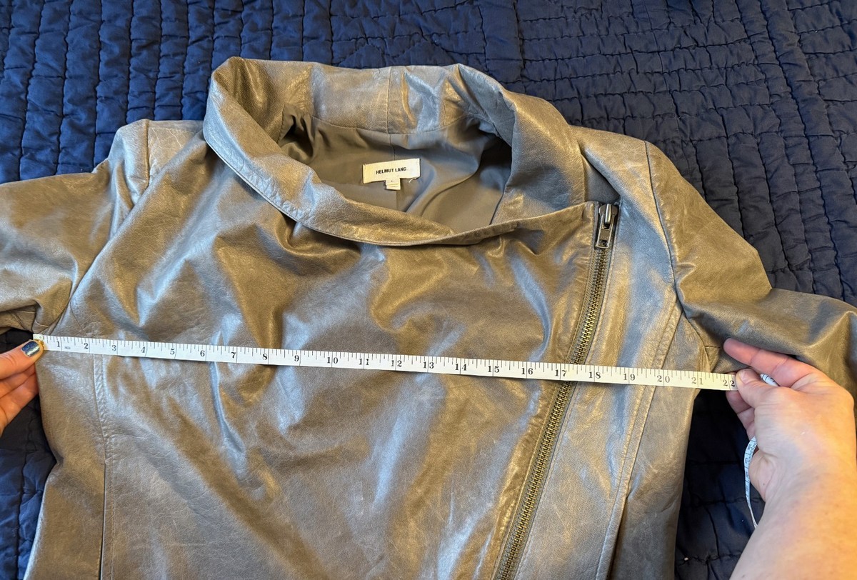 HELMUT HELMUT LANG WOMEN'S ASYMMETRICAL LAMB LEATHER JACKET SZ L
