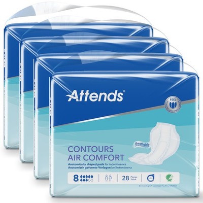 ATTENDS Contours AIR Comfort 8 - atmungsaktive Inkontinenzvorlagen - 4x28 Stück