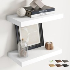 16 Inch Floating Shelves for Wall 2 Pack, 8"D Wood Grain Bathroom Shelves  I...