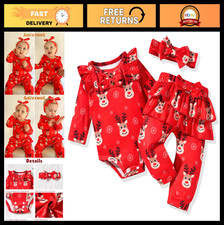 Preemie Newborn Baby Girls Ribbed Bodysuit  Pants Set - Fall Winter Outfit