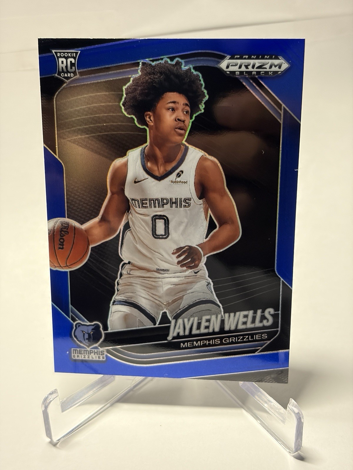 2024-25 Panini Prizm Black - Jaylen Wells, Jaylen Wells #34 Blue Prizm /199 (RC)
