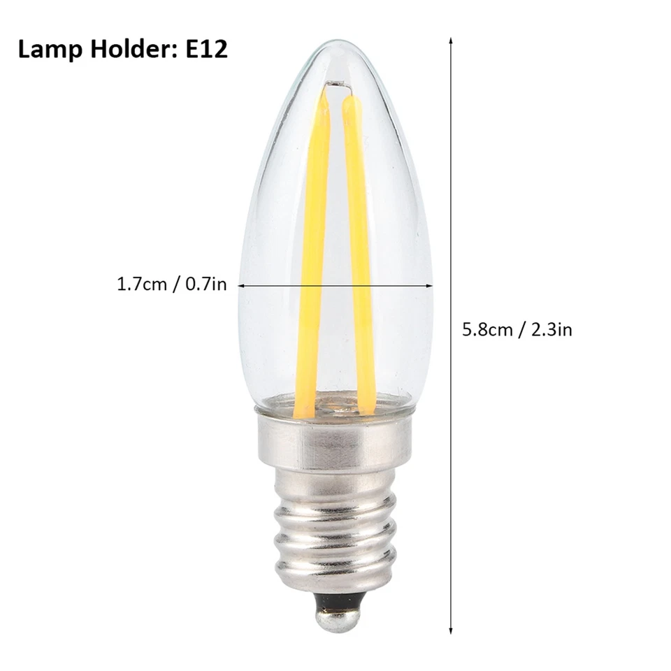 10x E12 Long Filament Small LED Light Bulbs Dimmable Lamp 1.5W AC110V For Home - Image 3 of 4
