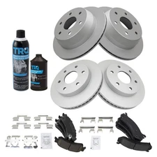 Premium Ceramic Brake Pad & Coated Rotor Kit Front Rear w/Chemicals