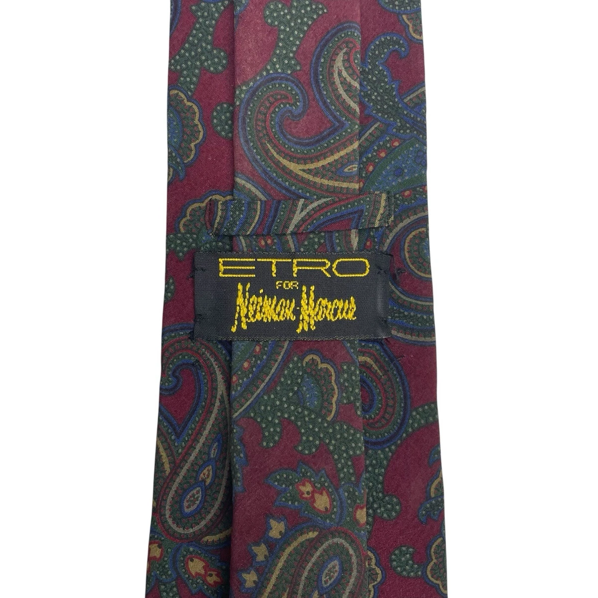 Cravate En Soie Paul Smith - Motif Paisley Rouge Et Vert à Rayures - Occasion