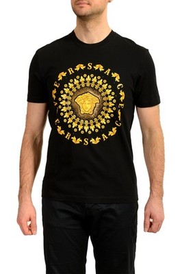 Versace Men's Black Gold Medusa Head Crewneck Short Sleeve T-Shirt US 3XL IT 58