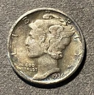 1936-P Mercury  90%  Silver  10c- VF  - Nice Bands