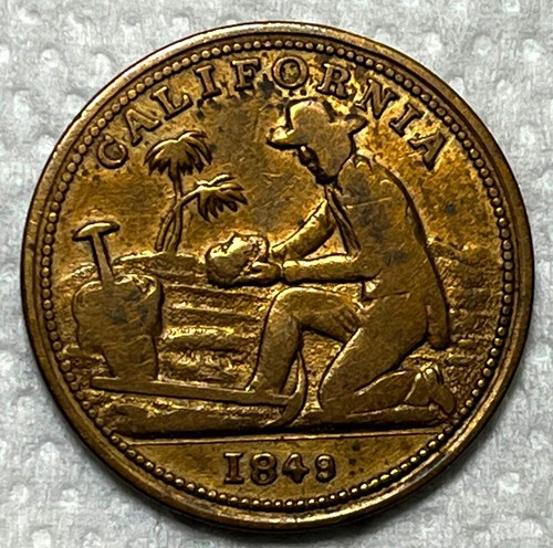 1849 California $5 Gold Counter Token RARE Protruding Chin Type