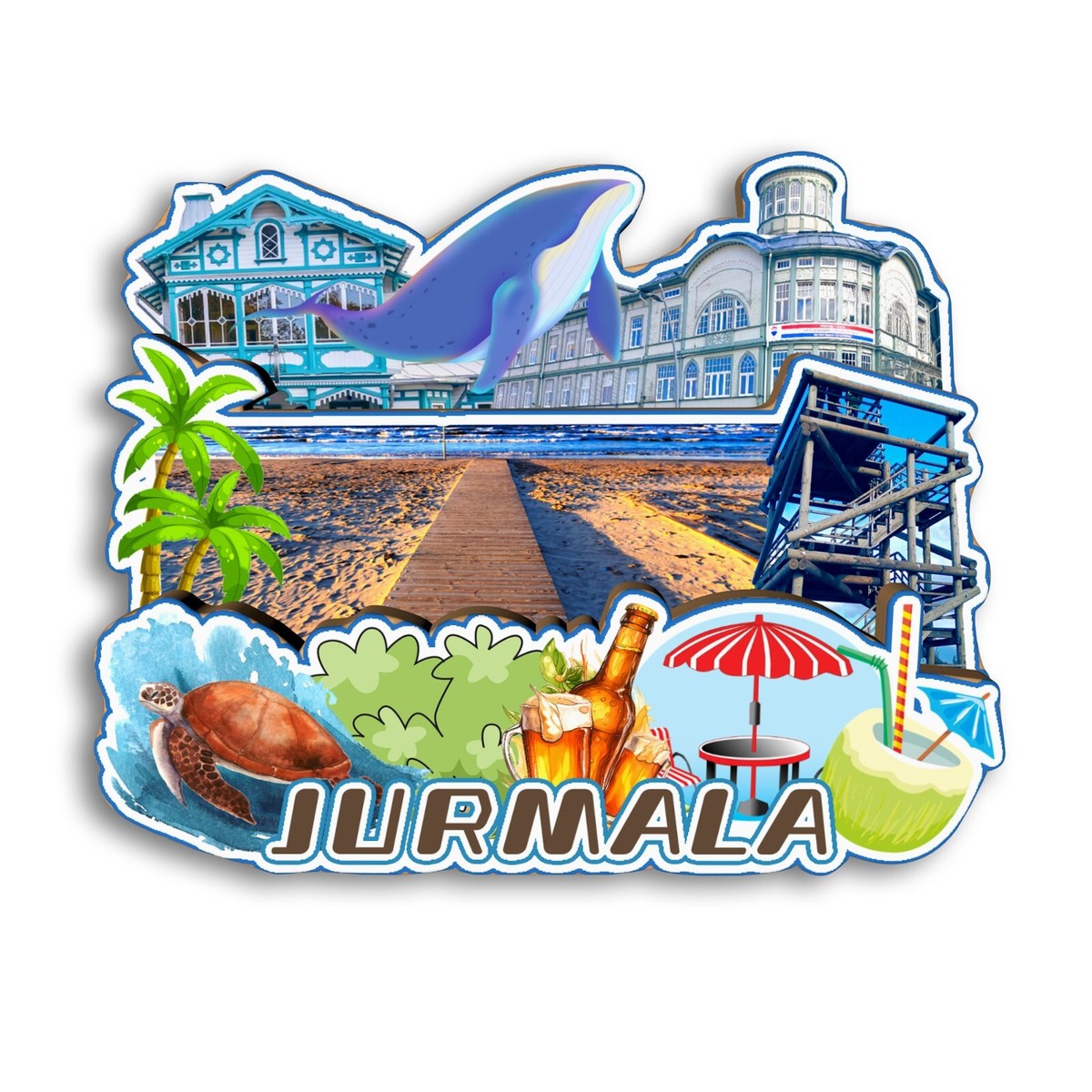 Jurmala Latvia Refrigerator magnet 3D travel souvenirs wood craft