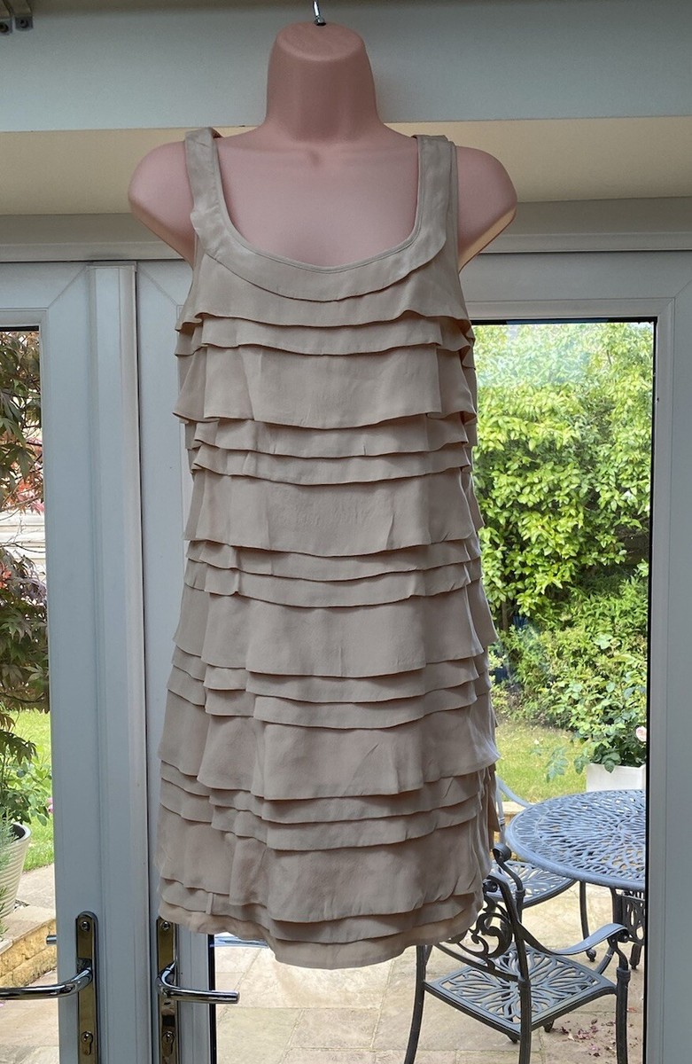 French Connection 100% Silk Nude/Pale Pink Layered Short Dress