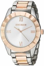 NEW STEVE MADDEN ROSE GOLD+SILVER 2 TONE BRACELET WATCH SMW235