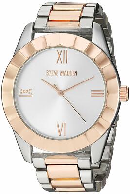 NEW STEVE MADDEN ROSE GOLD+SILVER 2 TONE BRACELET WATCH  display picture 2