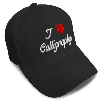 Baseball Cap I (Love) Calligraphy Red Heart Hobbies Lovers Calligraphy Lovers