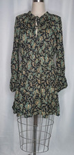 ZARA WOMEN'S TIE NECK LONG SLEEVE PAISLEY PRINT DRESS MEDIUM M 