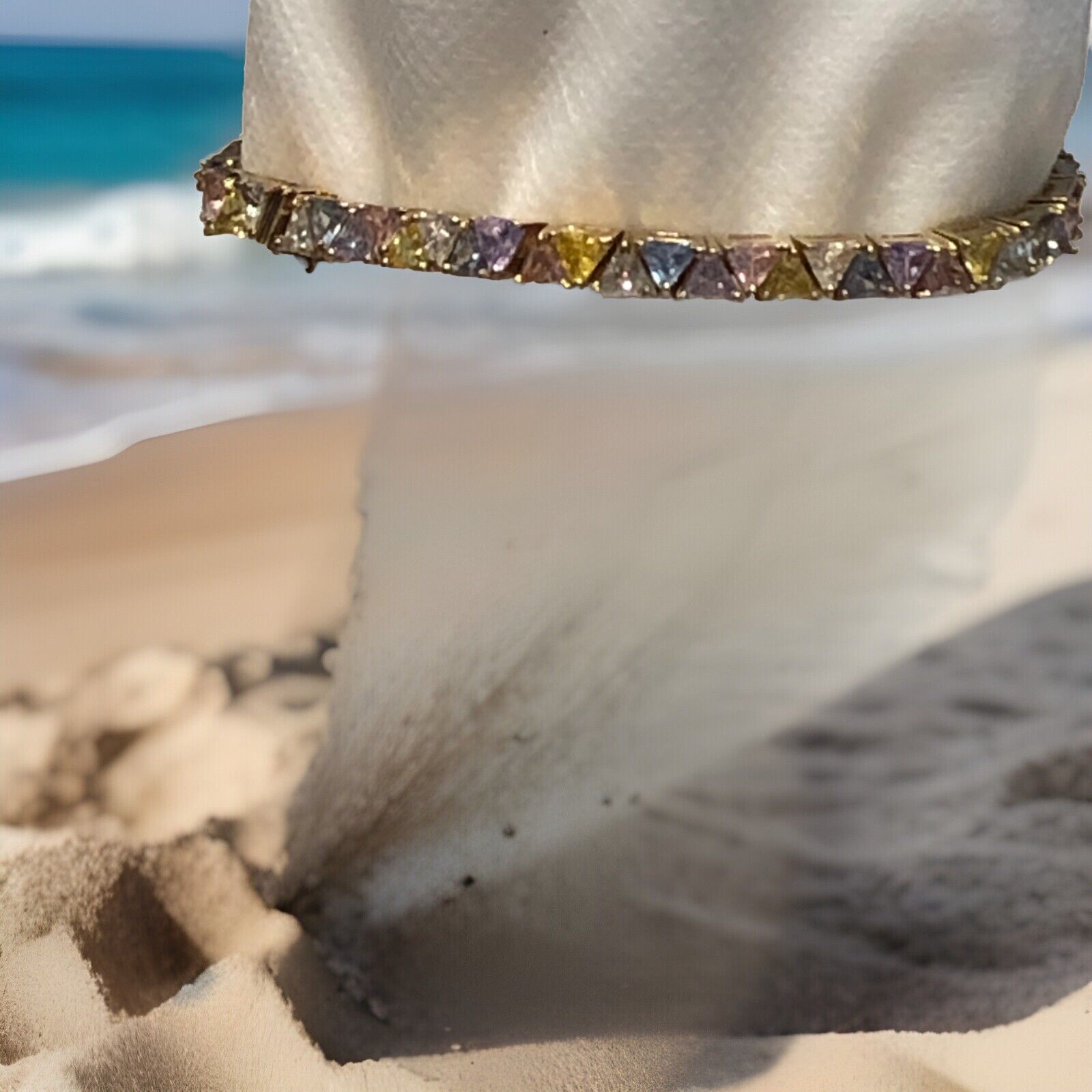 Silver Bracelet Multi- Colored Cubic Zirconia Sto… - image 3