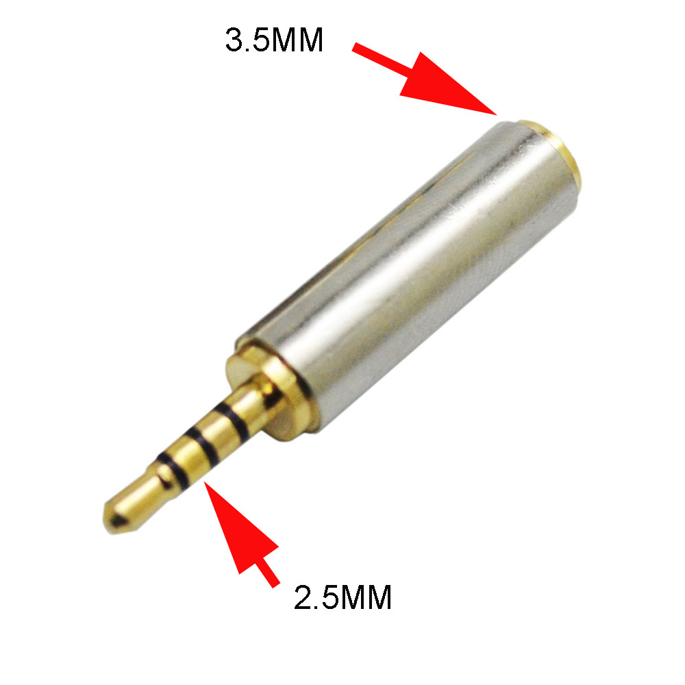 2.5mm Male Jack to 3.5mm Female Stereo Audio Headphone MIC Adapter
