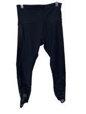 Lorna Jane Mesh High Waisted Pull On Leggings Size Small Black Activewear Sporty