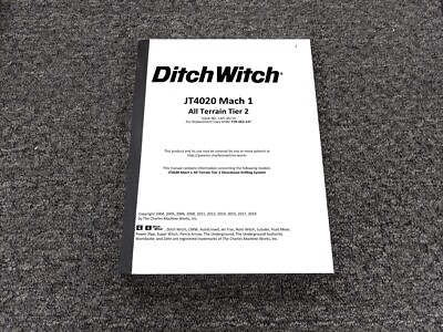 Ditch Witch JT4020 Mach 1 AT Tier 2 Directional Drill Parts Catalog 053-137