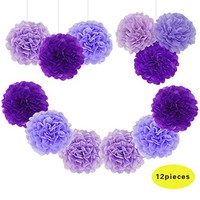 Umiss Lavender Purple Lilac Tissue Paper Pompoms Wedding Decoration Hanging P... on sale Umiss Lavender Purple Lilac Tissue Paper Pompoms Wedding Decoration Hanging P... on sale