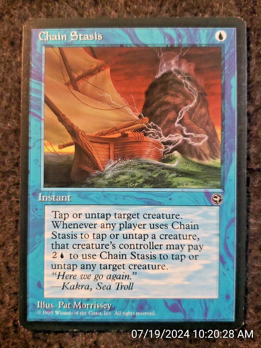 Chain Stasis Homelands NEVER PLAYED Rare MAGIC THE GATHERING MTG CARD.  (DS3D1H1)
