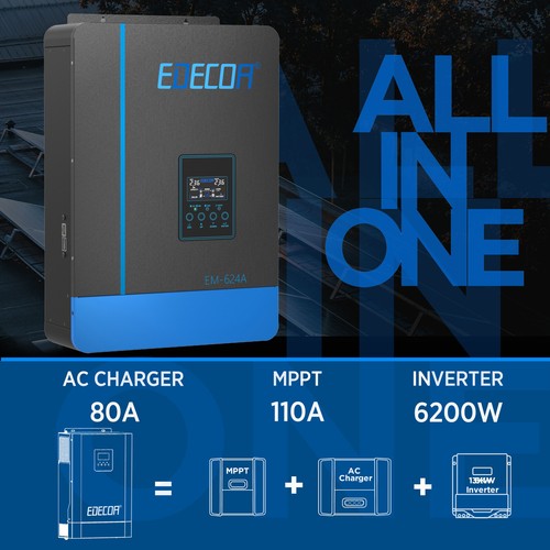 7000VA 48V Wechselrichter Hybrid Inverter Off-grid PV 55-450V MPPT 110A WIFI APP - Bild 5 von 13
