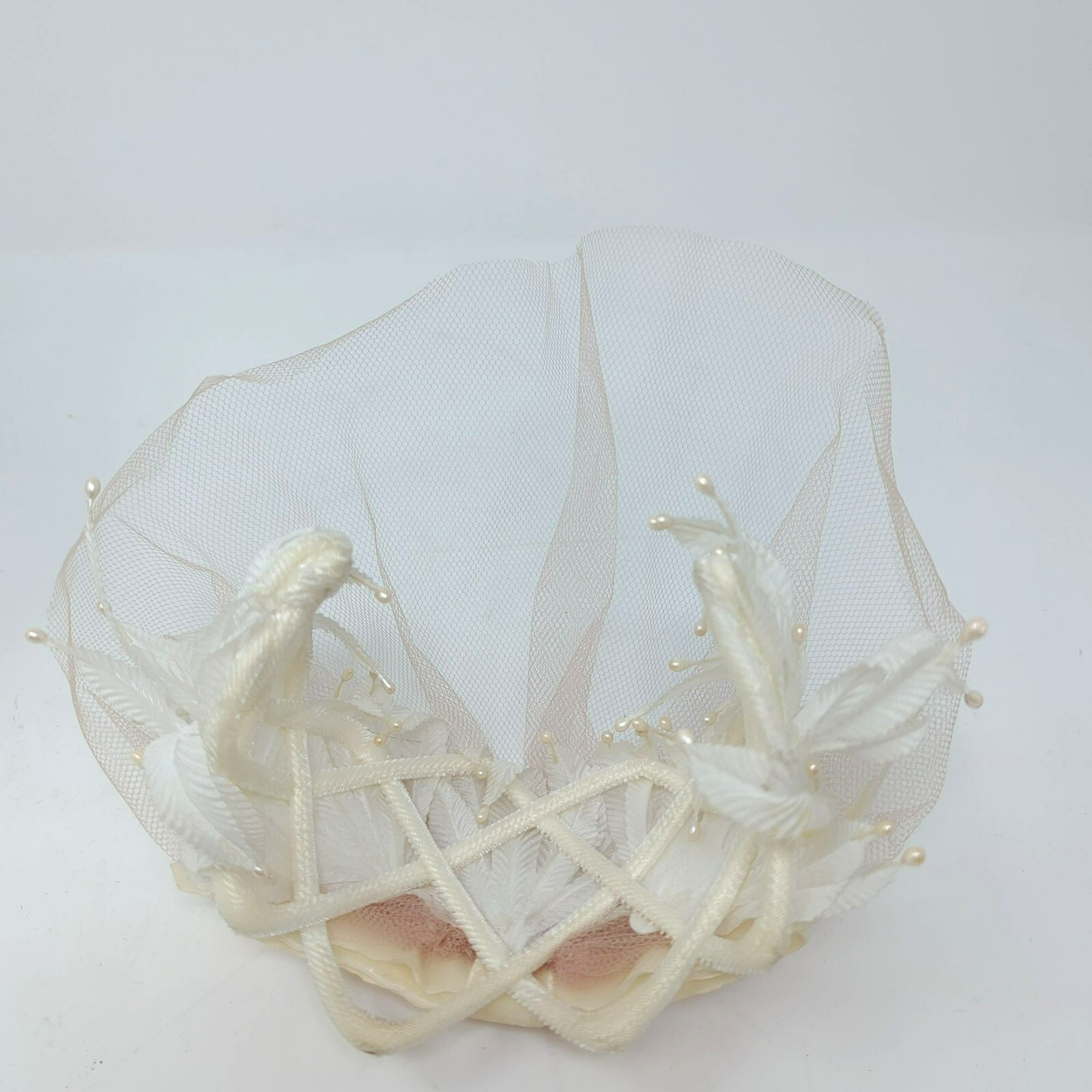 Vintage Cream Veil Birdcage Fascinator Headband Bridal Wedding