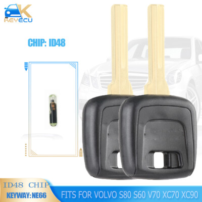 2*  ID48 Chip Transponder Key for VOLVO S80 S60 V70 XC70 XC90 1999 - 2013 Uncut