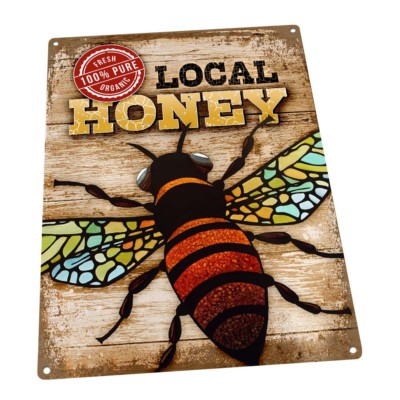 Fresh Organic Local Honey / Bee Metal Sign; Decor for Kitchen and Dinning Room