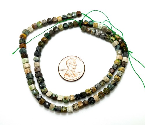 Genuine Natural Hubei Turquoise 4mm Faceted Cube Square Gemstone Beads PGS297 - Picture 6 of 7
