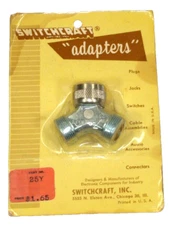 Vintage Switchcraft 25Y 2 male 1 female Y microphone adapter 5/8 On Card NOS