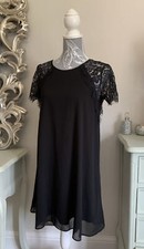 Lipsy Shift Dress Black Lace UK 8 Loose Fit Xmas Party Work Occasion Holiday