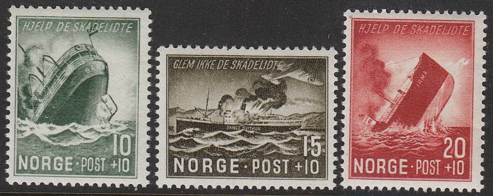 Stamp Norway Sc B35-7 1944 WWII Wartime Relief Ship Quisling War Germany  MNH – St. John's Institute (Hua Ming)