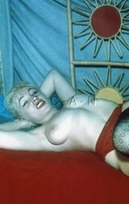 Org Vintage Nude 1950s-60s 35mm Slide / Negative- Well Endowed Blond- Garter #1