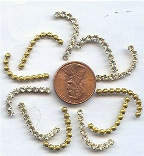 24 VINTAGE AUSTRIAN CRYSTAL RHINESTONE DAPPED 28mm. BRASS BARS r228