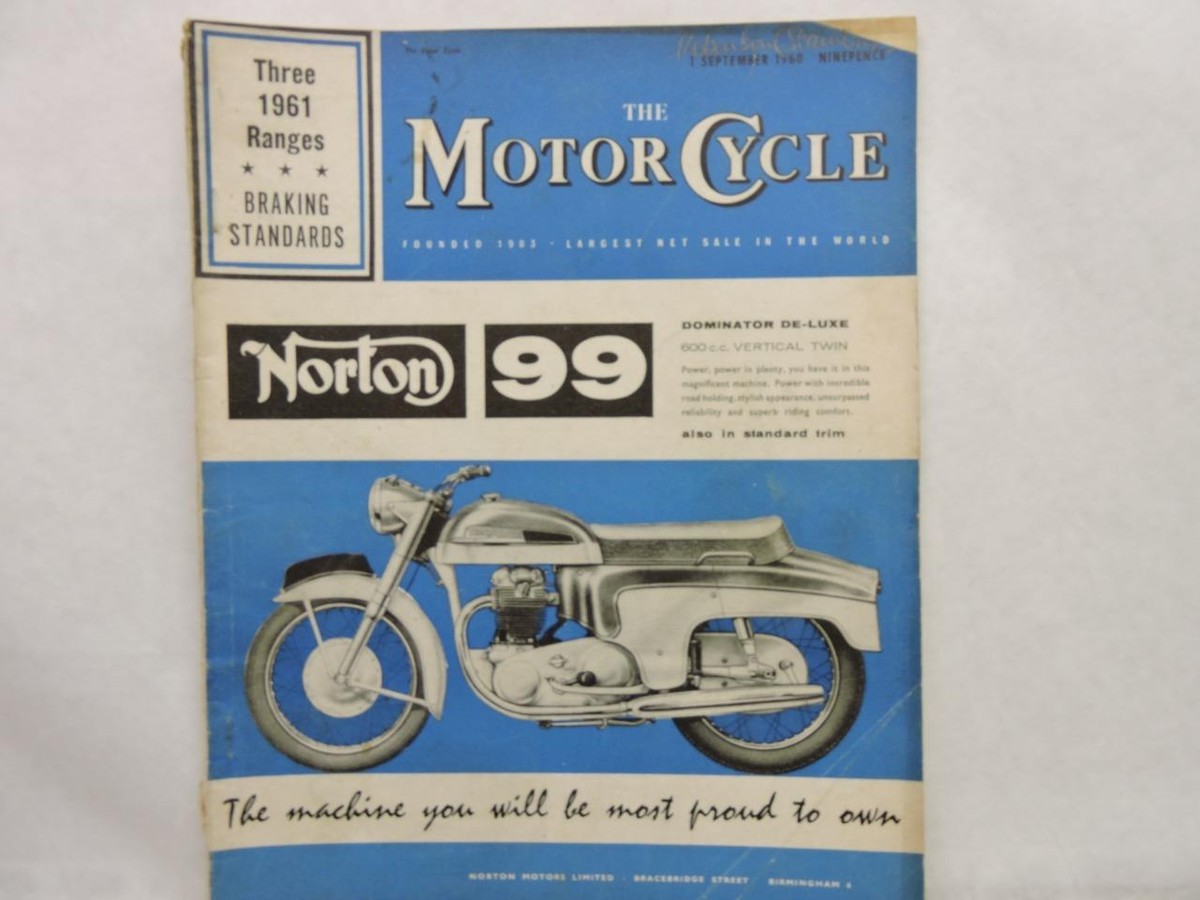 1 September 1960 The Motor Cycle Magazine Norton 600cc Vertical
