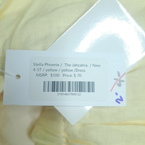 ¡NUEVO! Vestido de encaje tejido de lino y algodón sin mangas amarillo con lazo talla 4-5T - Imagen 4 de 8