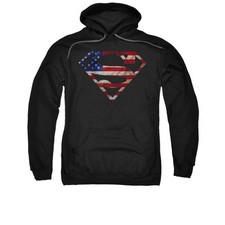 SUPERMAN SUPER PATRIOT Licensed Adult Pullover Hooded Sweatshirt Hoodie SM-3XL
