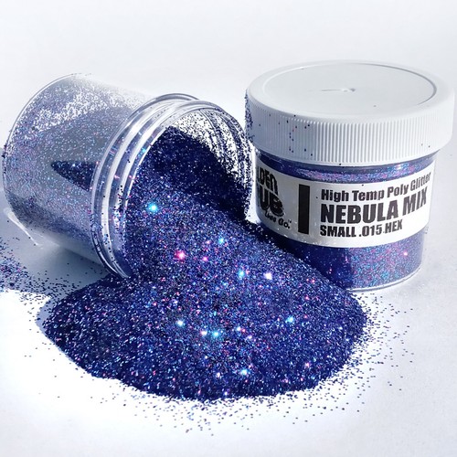 NEW NEBULA MIX Small .015 Version - 2 OZ Hi-Temp Glitter Hex Fishing Lure Making glitter flake by Golden Grub for soft bait making