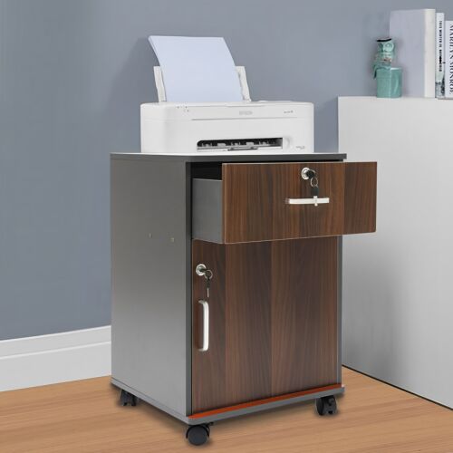 2 Tier Mobile File Cabinet, Under Desk Metal Filing Cabinet with Lock & 1-Drawer