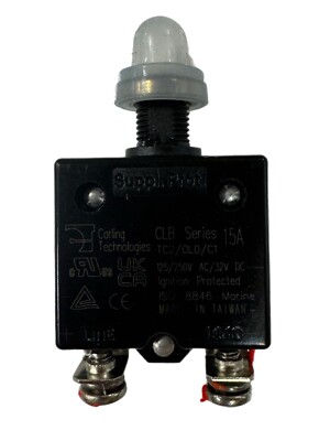 Carling Technologies 15A  125/250V  CLB Series Push to Reset Circuit Breaker