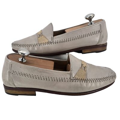 Magnanni Exotic Teju Lizard Mens 9 Natural Cream Leather 