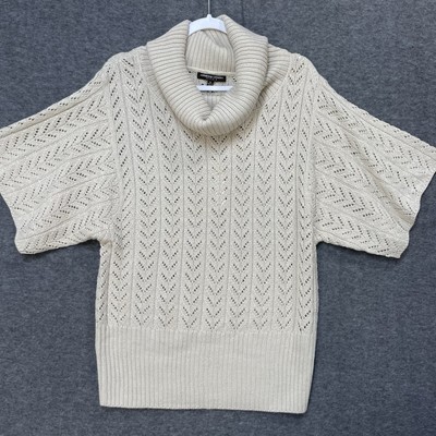 ADRIENNE VITTADINI STUDIO Cowl Neck Sweater XLarge Ivory NWT Wool Blend Y121021