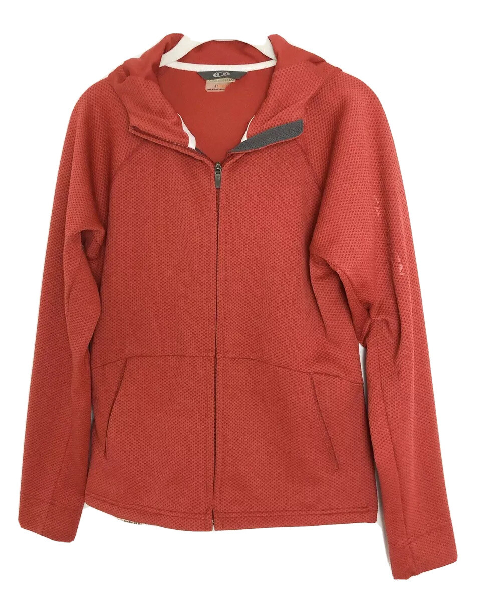 Giacca leggera Salomon Soft Shell con zip rossa e cappuccio taglia M B2