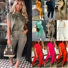 Ladies Boxy Baggy Comfy Short Sleeve Loungewear 2 pc Top Bottoms Suit Set