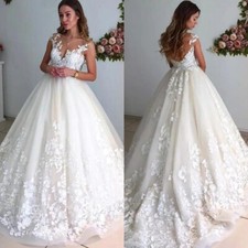 Elegant A-Line Wedding Dress Scoop Neck Sleeveless Lace Appliques Bridal Gowns