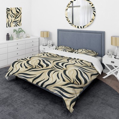 Designart ''Cream And Black Zebra Harmony'' Black modern bed