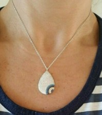 Evil Eye Necklace,Tear-Drop Evil Eye Pendant Good Luck Silver Necklace, New