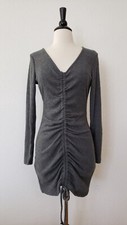 New Dress Size Medium Sweater Grey Bodycon Ruche Boho Bow Chic